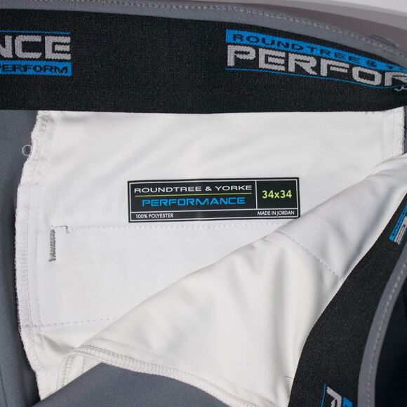 NWT Roundtree & Yorke Performance Stewart Classic Fit Flat Front Pants Men 34x34 - Picture 8 of 8